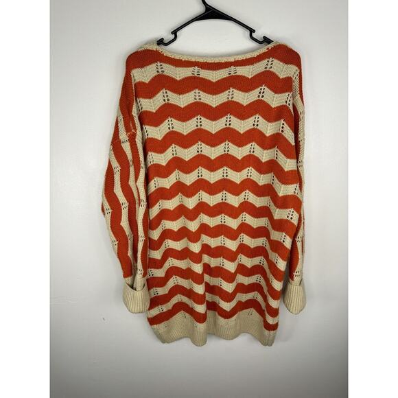 Sherry Taylor Women's Stripe Print Knit Pattern Scoop Neck Size 3X Beige Orange - Picture 3 of 6